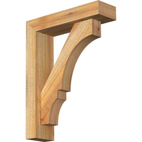 Ekena Millwork Balboa Block Rough Sawn Bracket w/ Offset Brace, Western Red Cedar, 4"W x 14"D x 18"H BKT0402X14X18BOA05RWR - main
